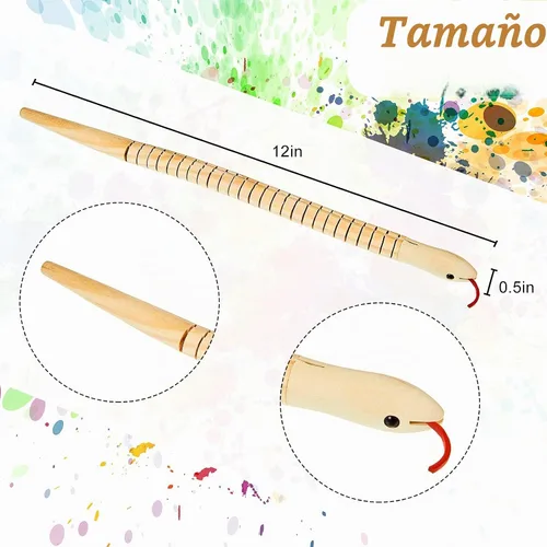 Vista 2 de Gejoy 30 piezas de serpientes de madera de 30 centímetros sin terminar, articuladas y flexibles, para pintar, modelo de animal en lienzo en blanco
