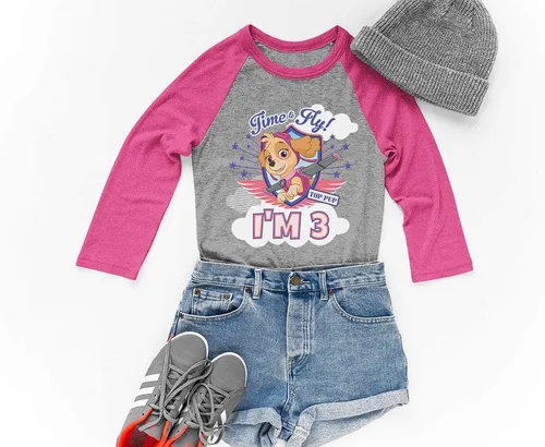 Vista 4 de Paw Patrol Skye - Camiseta de béisbol de manga 34 para niñas