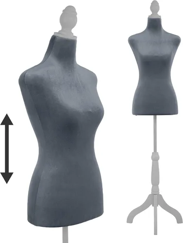 Vista 8 de Maniquí, maniquí de cuerpo femenino ajustable de 49.6-63.4 pulgadas, maniquí de vestido de madera maciza con soporte, maniquí de costura femenino