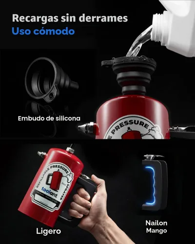 Vista 5 de toolant Pulverizador presurizado recargable de 32 onzas, 200 PSI máximo Rojo
