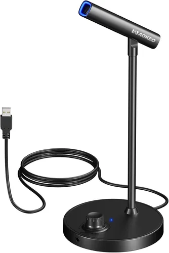 Vista 8 de Aokeo - Micrófono USB para juegos, micrófono de condensador para PC/MAC/PS4/PS5/Teléfono - Micrófono cardioide con iluminación RGB