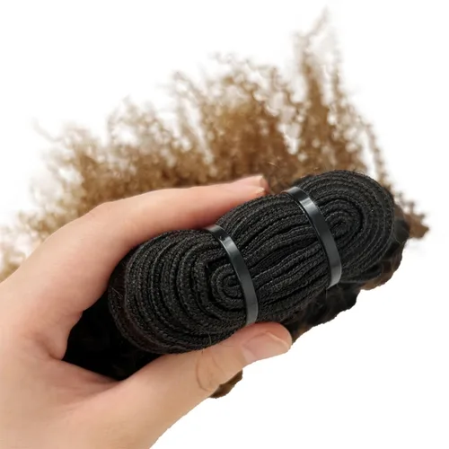 Vista 5 de Paquetes de Cabello Humano Rizado Afro Kinky Ombré Mongol 8 10 12 Pulgadas 1B/30 Negro Marrón 4B 4C Paquetes de Cabello Humano Afro Kinky Rizado
