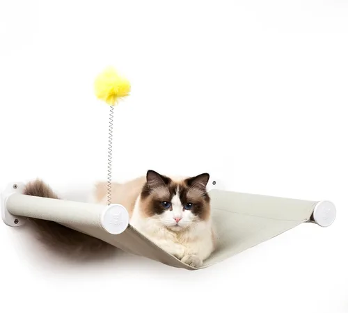 Vista 12 de SVD.PET Escalones de pared para gatos (paquete de 2), escaleras para subir con almohadilla de fieltro reemplazable, estantes para gatos con juguete