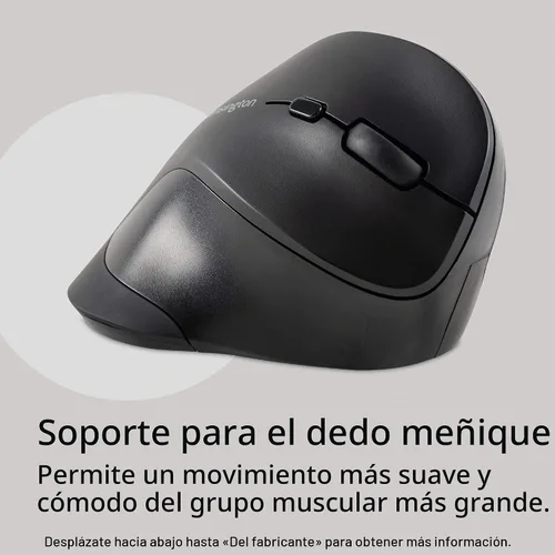 Vista 3 de Kensington Ratón inalámbrico vertical ergonómico (K75575WW), gris/negro El agarre vertical reduce la tensión de la muñeca, conexión inalámbrica