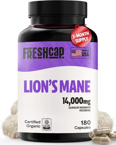 Vista 18 de FreshCap Mushrooms Suplemento de melena de leones en polvo, 14,000 mg, extracto de melena de león, suplemento de hongos para concentración