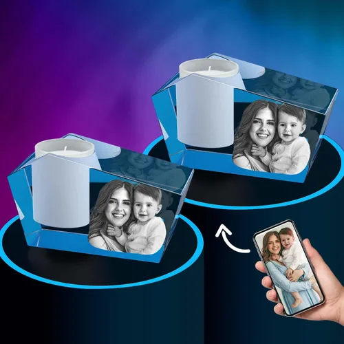 Vista 7 de ArtPix 3D Portavelas de fotos de cristal, regalos personalizados para mujeres, hombres, esposa, marido, mamá, grandes regalos personalizados con tu