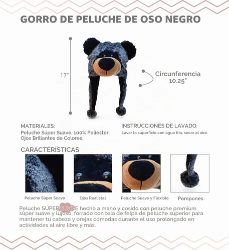 Vista 2 de Puzzled - Sombrero de mapache marrón de peluche - Sombrero súper suave y cálido con orejeras, gorro de invierno acogedor de forro polar para niños