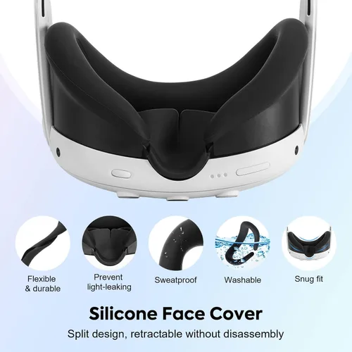 Vista 3 de MoKo VR Accessories for Meta Quest 3, Included TPU Shell Cover, VR Silicone Face Cover, Touch Controller Grip Cover Case, Lens Cover, Joysticks Cap