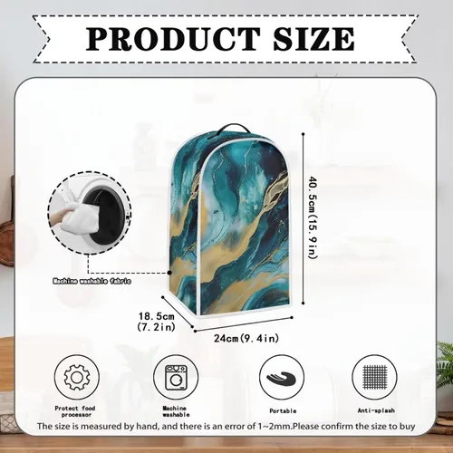 Vista 6 de Fundas para batidora para cocina, cubierta de procesador de alimentos de mármol azul con mango duradero, cubiertas antipolvo para electrodomésticos