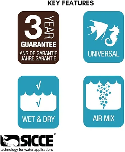 Vista 6 de Sicce Bomba de agua sumergible Multi Quiet 800 de 220 GPH de flujo ajustable para acuarios, estanques, jardín acuático e hidroponía
