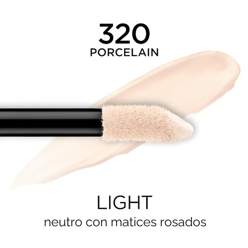 Vista 2 de L'Oreal Paris Makeup Infalible Full Wear Corrector mate impermeable, cobertura completa, tono de piel claro (Porcelain), 0.33 fl oz 320 PORCELANA