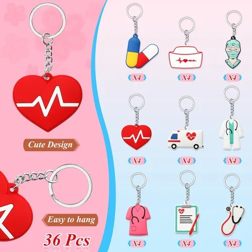 Vista 3 de Henoyso 36 Pack Nurse Keychain Bulk Nurse Gifts for Women Nurse Appreciation Gifts Nurse Accessories Nurse Party Favors