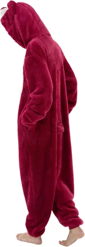 Vista 6 de COSUSKET Snug Fit Unisex Adult Onesie Pajamas, Flannel Cosplay Animal One Piece Halloween Costume Sleepwear Homewear