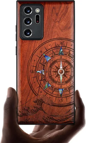 Vista 8 de Carveit Funda de madera de diseñador para Samsung Galaxy Note20 Ultra (grabado de madera e incrustaciones de carcasa) compatible con cargadores