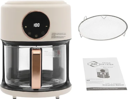 Vista 10 de Freidora de aire de vidrio de 3.81 cuartos de galón, horno freidora de aire de 1200 W, freidora de aire visible de 360° con pantalla táctil digital