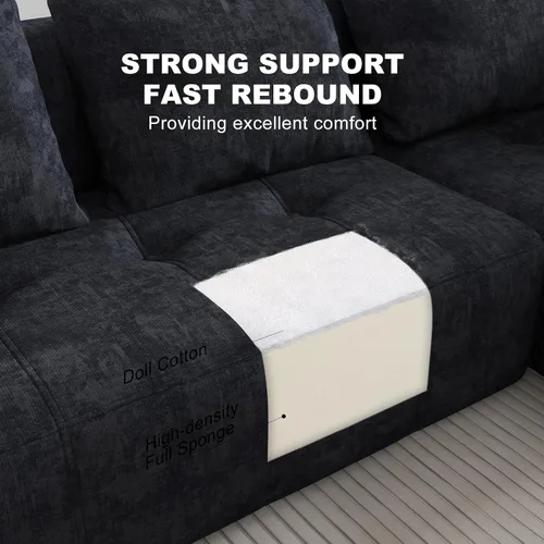 Vista 3 de Sofá seccional modular de 105", sofá sin estructura para sala de estar, sofá seccional tipo nube con asiento profundo, sofá en forma de L, sofás