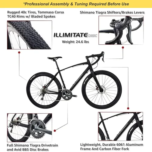 Vista 2 de Tommaso Illimitate Sport Performance Aluminum Gravel Bike Carbon Fork Shimano Tiagra 20 Speeds Road Bicycle Men Road Bikes for Men
