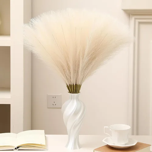 Vista 25 de Wertuirk 30 piezas de hierba de las pampas negra - Decoración de hierba de las pampas artificial de 24 pulgadas, hierba de las pampas artificial