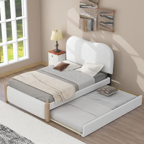 Vista 12 de Cama de plataforma tapizada de tamaño individual con cabecero en forma de oso y rayas de luz incrustadas, bonito marco de cama de plataforma