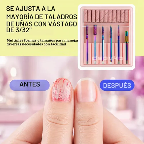 Vista 6 de Juego de 6 brocas para cutículas con 20 bandas de lijado pequeñas Varios