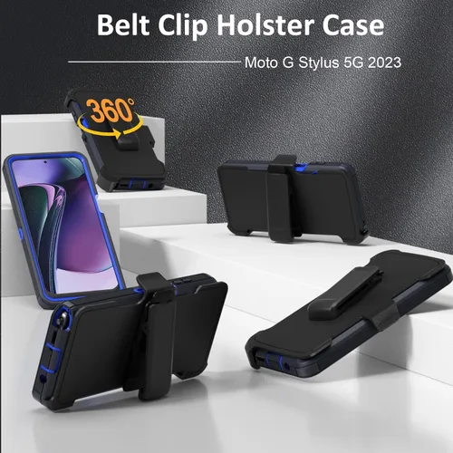 Vista 2 de Funda compatible con Moto G Stylus 5G 2023, con funda de clip para cinturón, resistente, a prueba de golpes, protección de cuerpo completo, cubierta
