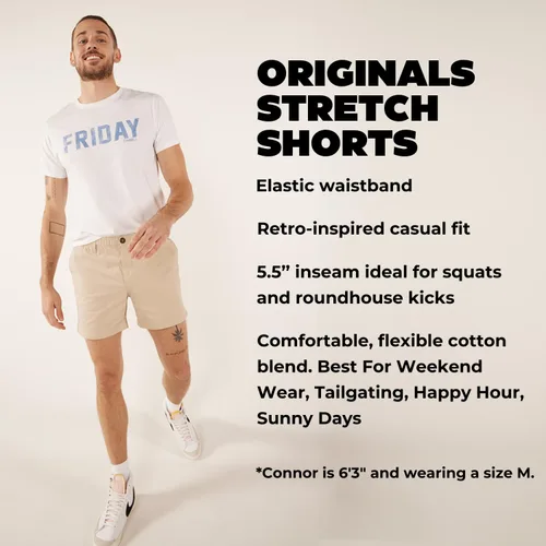 Vista 2 de Chubbies Pantalones cortos chinos para hombre de 5.5 pulgadas, pantalones cortos casuales con cintura elástica, bolsillos laterales y traseros