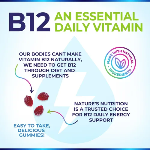 Vista 6 de Gomitas energéticas B12 – 4500 mcg de vitamina B12 por porción – Suplemento B12 masticable extra fuerte para energía, metabolismo y apoyo