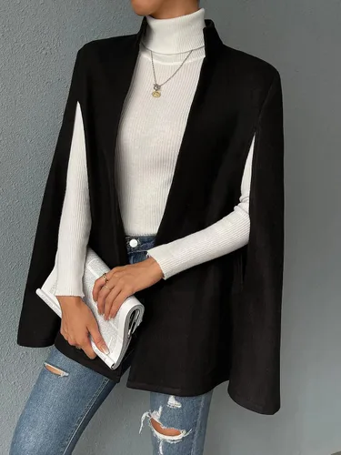 Vista 3 de WDIRARA Chaqueta de negocios de manga larga con capa dividida para mujer