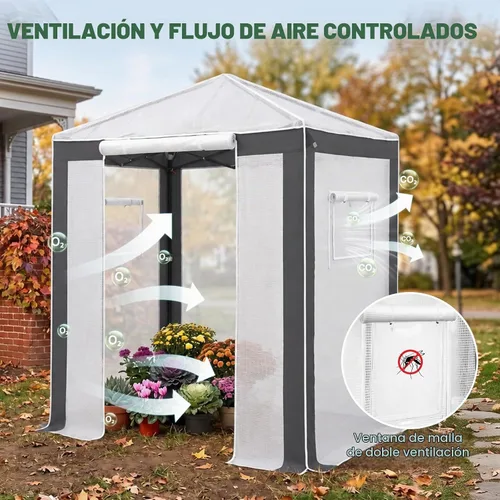 Vista 2 de EAGLE PEAK Invernadero desplegable para caminar 6x4, gris/blanco