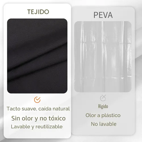 Vista 4 de ALYVIA SPRING Forro de Cortina de Ducha de Tela Extra Largo Impermeable - 72" x 96", Suave y Ligero Cortina de Ducha X-Larga con 3 Imanes, Lavable a