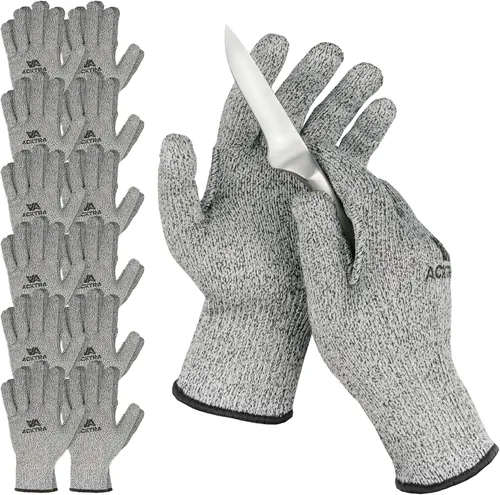 Vista 12 de Guantes de trabajo de seguridad resistentes a cortes de nivel 5 ACKTRA, 12 pares