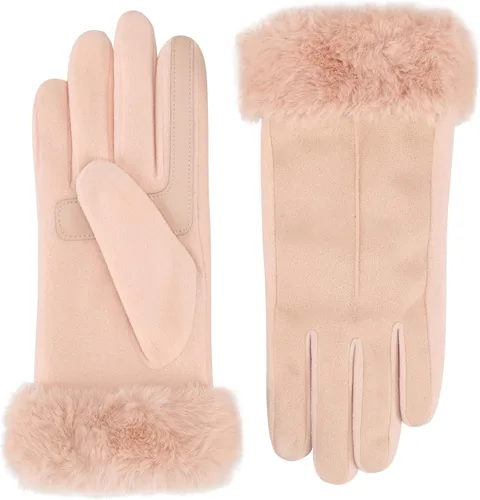 Vista 9 de isotoner Women's Water Repellent Touchscreen Stretch Mya Faux Fur Cuff Gloves Coñac