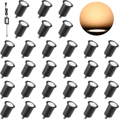 Vista 10 de RNEHON - Luz LED empotrable de color blanco cálido, luces de bajo voltaje de 12 V con carcasa protectora, Φ1.18 luces de paisaje al aire libre