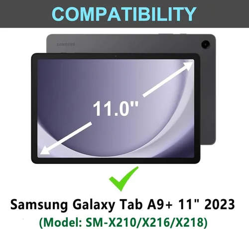 Vista 7 de Funda para Galaxy Tab A9 Plus con teclado 5G de 11 pulgadas 2023 (SM-X210/X216/X218), funda de teclado de tableta desmontable retroiluminada de 7