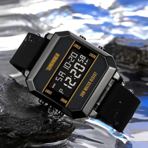 Vista 4 de TOOCAT Reloj deportivo digital multifunción para hombre y mujer, cuadrado, impermeable, electrónico, para estudiantes