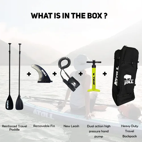 Vista 3 de Atoll Inflatable Paddle Board with Premium SUP Stand Up Paddle Board Accessories & Back Pack, Non-Slip Comfort Deck for Unisex Adult