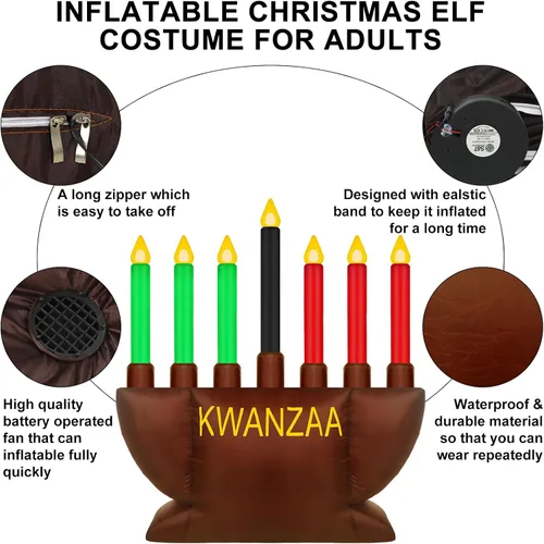 Vista 3 de Liliful Kwanzaa Menorah - Decoración inflable de 8 pies de herencia africana para patio al aire libre, letreros inflables para fiestas, iglesias
