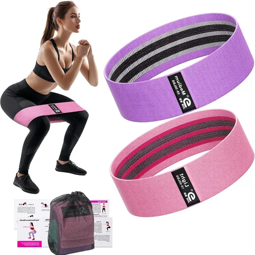 Vista 9 de Booty & Resistance Bands – 3 Level Non-Slip Fabric Exercise Bands for Legs & Glutes, Women & Men, Squats, Hip Thigh Training, Yoga, Pilates, Home
