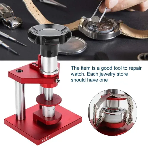 Vista 3 de Prensa de reloj, caja trasera de reloj, tipo tornillo, juego de herramientas de prensa profesional para reloj, bisel de cristal, herramientas
