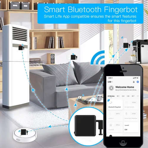 Vista 3 de Empujador de botón de interruptor inteligente: botón pulsador de bot, aplicación Tuya o control de temporizador, sin cableado, añade un concentrador