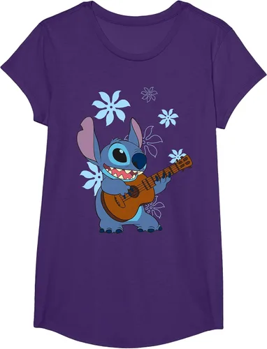 Vista 14 de Camiseta de danza floral Lilo & Stitch con ukelele para niñas Gris asfalto