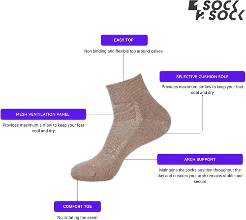Vista 3 de 1SOCK2SOCK Paquete de 6 calcetines deportivos de algodón para hombres y mujeres, de algodón, corte bajo, calcetines para correr