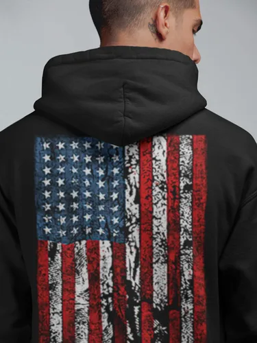 Vista 7 de Sudadera con capucha para hombre con bandera estadounidense de Estados Unidos