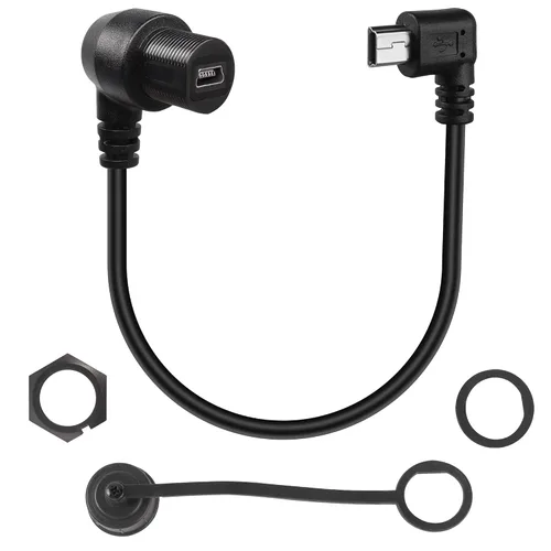 Vista 8 de QIANRENON Cable de extensión mini USB en ángulo de 90 grados, impermeable, mini USB de 5 pines, ángulo recto, macho a hembra, cable de montaje