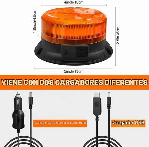 Vista 8 de AnTom - Luz estroboscópica inalámbrica con control remoto, luz LED ámbar de advertencia