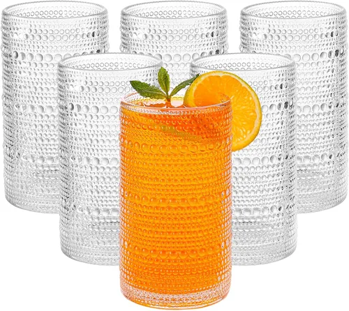 Vista 10 de Juego de 6 vasos de beber transparentes con tallo y pajitas (Juego de 12 vasos transparentes), 16 onzas