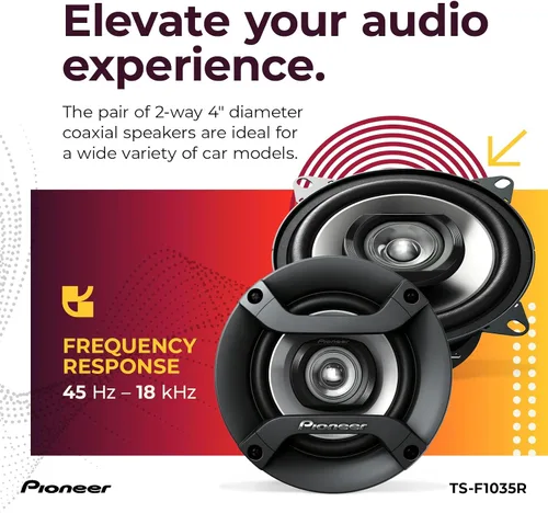 Vista 5 de PIONEER F-Series TS-F1035R - Altavoces de 2 vías de 4 pulgadas (par) - 150 W máximo, sonido equilibrado + agudos suaves, gran reemplazo original