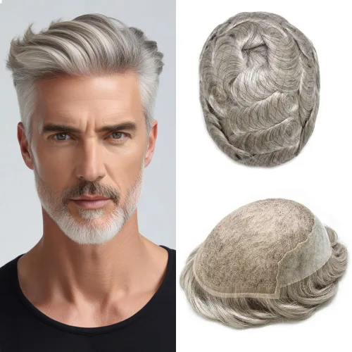 Vista 60 de Mens Toupee Human Hair Replacement System Swiss Lace Toupee For Men Hair Piece Protesis Capilar Mens Hairpiece 5X7#1 Jet Black 120% Density