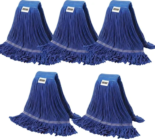 Vista 14 de Paquete de 1 cabezal de trapeador de algodón de 20.5 onzas, repuesto rojo resistente, lavable a máquina para limpieza de suelos industriales Negro 2