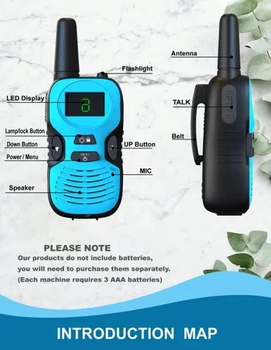 Vista 3 de 2 piezas de walkie talkies para niños: juguetes al aire libre para niños de 3, 4, 5, 6, 7, 8, 9, 10, 11, 12 años, regalos de cumpleaños para niños